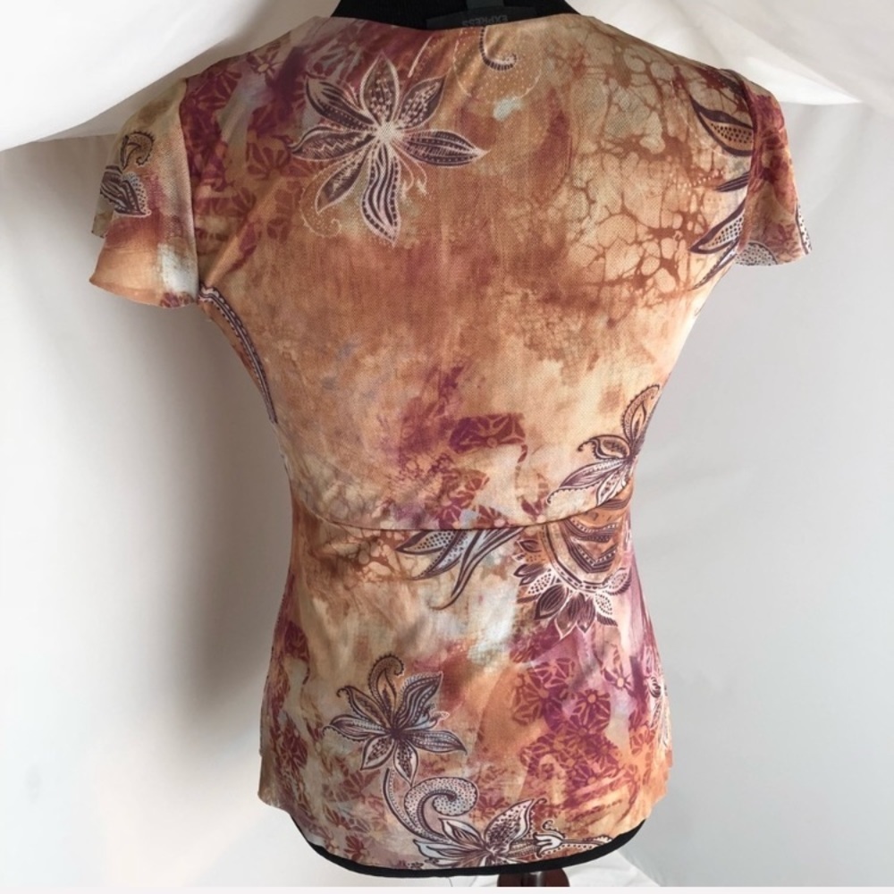 Express Nylon Mesh Multicolor Flutter Sleeve Top M - image 7